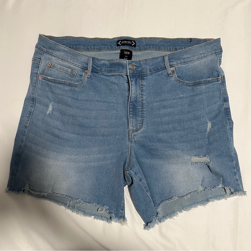 Nanette Lepore Light Blue Distressed Jean Shorts